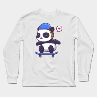 Cute panda play skateboard Long Sleeve T-Shirt